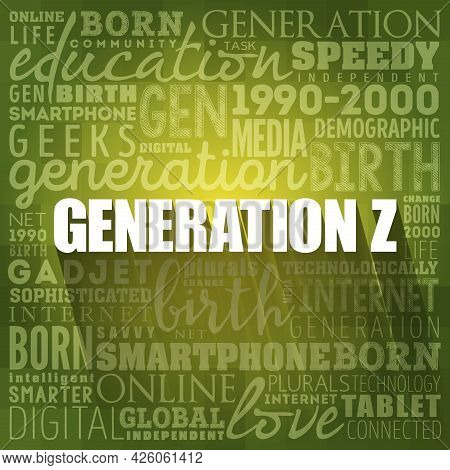 Generation Z Word Cloud Collage, Concept Background