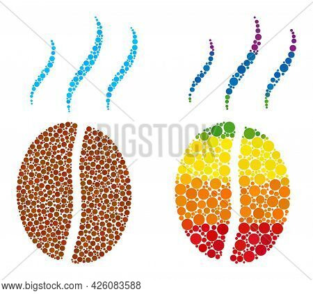 Smell Coffee Bean Composition Icon Of Round Dots In Different Sizes And Spectrum Multicolored Shades