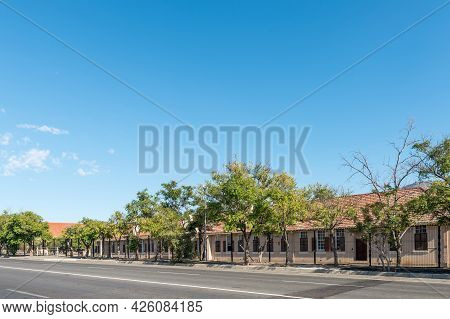 De Doorns, South Africa - April 20, 2021: A Street Scene, With Hexvallei High School, In De Doorns I