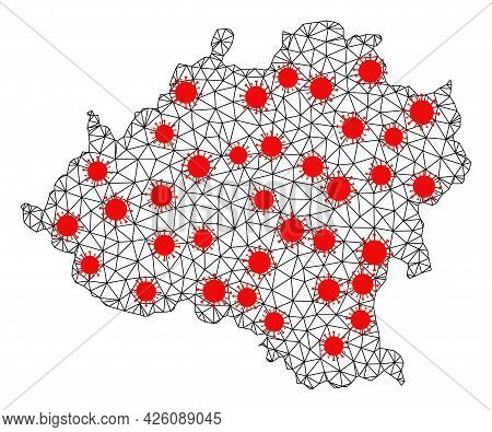 Mesh Polygonal Map Of Soria Province Under Infection. Vector Structure Is Created From Map Of Soria 