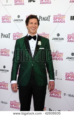 LOS ANGELES - FEB 23: Andy Samberg deltager 2013 Film Independent Spirit Awards på telt på t