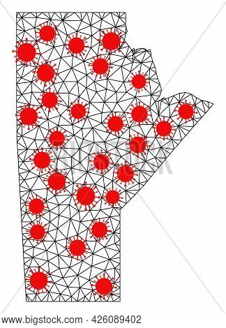 Network Polygonal Map Of Manitoba Province Under Infection. Vector Structure Is Created From Map Of 