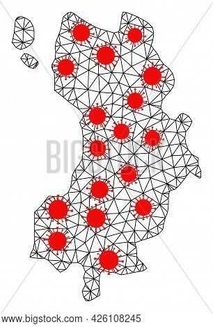 Wire Frame Polygonal Map Of Ko Tao Under Lockdown. Vector Structure Is Created From Map Of Ko Tao Wi