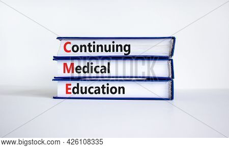 Cme, Continuing Medical Education Symbol. Books With Words Cme, Continuing Medical Education On Beau