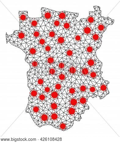 Mesh Polygonal Map Of Ichkeria Under Infection. Vector Model Is Created From Map Of Ichkeria With Re