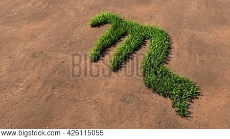 Concept conceptual green summer lawn grass symbol shape on brown soil or earth background, scorpius zodiac sign. 3d illustration symbol for esoteric, mystic, the power of prediction of astrology