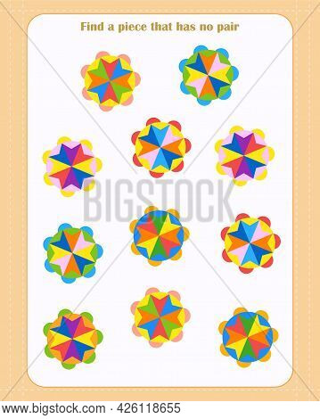 Logic Game For Children. Find Which Shape Is Unpaired. Development Of Attention