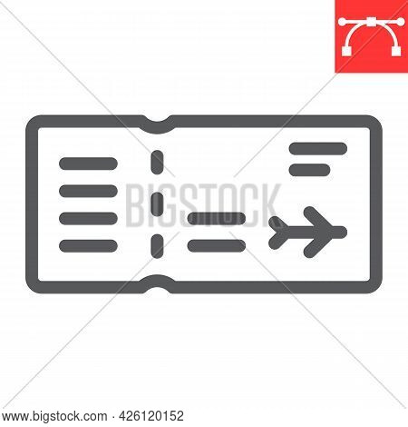 Air Ticket Line Icon, Travel And Airport, Airplane Ticket Vector Icon, Vector Graphics, Editable Str