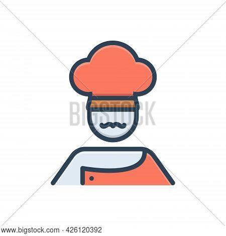 Color Illustration Icon For Cook Masterchief Cook Baker Cooking Person Chef Professional Occupation