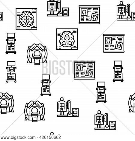 Radiology Equipment Vector Seamless Pattern Thin Line Illustration