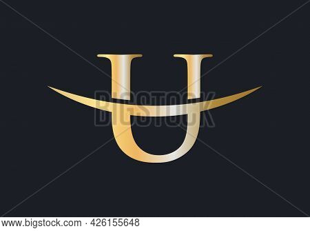 Initial Gold U Letter Logo Design. U Logo Design Vector Template