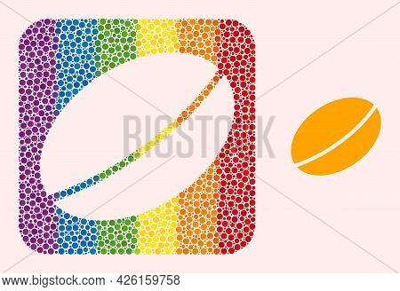 Dotted Mosaic Wheet Seed Hole Pictogram For Lgbt. Rainbow Colored Rounded Square Mosaic Is Around Wh