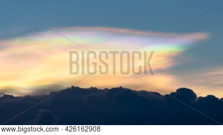 Beautiful Of Nature Iridescent Pileus Cloud On Sky
