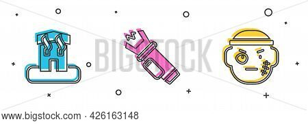 Set Arson Home, Police Electric Shocker And Bandit Icon. Vector