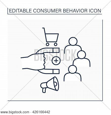 Consumer Retention Line Icon. Increase Numbers Of Repeat Customers. Engaging Customers To Continue B