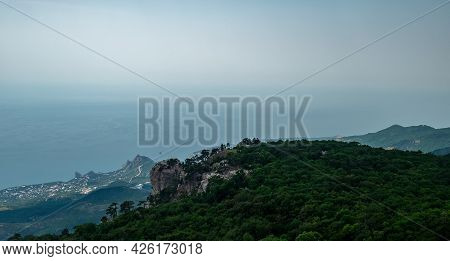 View Of The Black Sea Coast From The Yalta Yaila Plateau In Crimea.