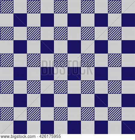 Seamless Pattern Of Gray And Blue Striped Square