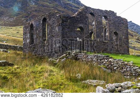 Slate Miner's Rhosydd Chapel In Hanging Valley Cwmorthin. Bleneau Ffestiniog, Snowdonia, North Wales