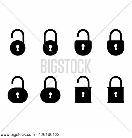 Padlock Icon Set. Various Padlock Vector Graphic Illustration.