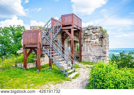 Wooden Lookout Platform On Kumburk Castle Ruins Near Nova Paka, Czech Republic