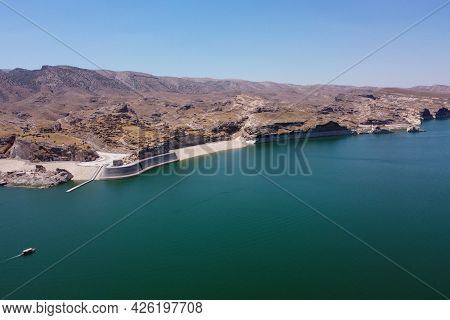 Aerial View Of Water Reservoir On The River Tigris In The Place Of Former Village Of Hasankeyf