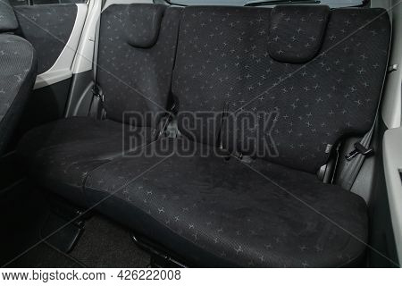 Novosibirsk, Russia - June 29, 2021: Toyota Vitz, Interior Design, Car Passenger And Driver Seats Wi