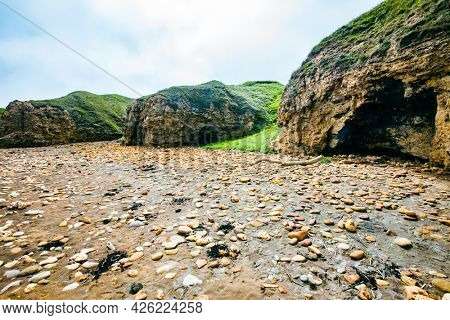 Sunny Cliffs and beach at Blackhall Rocks and Cromdon Dene Beach