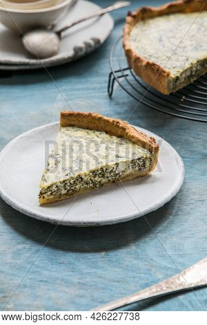 Quiche With Spinach - Traditional Dish Of French Cuisine. Spinach  Tart