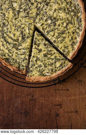 Quiche With Spinach - Traditional Dish Of French Cuisine. Spinach  Tart