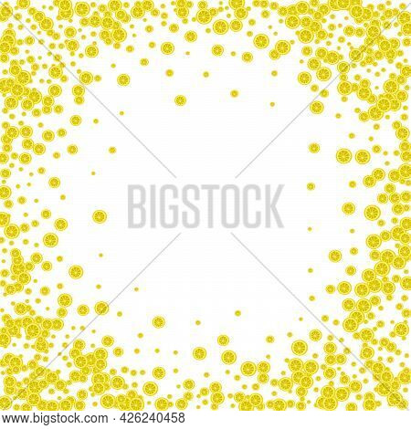 Yellow Fruit Background White Vector. Citrus Isolated Decoration. Juicy Isolated Lemon. Green Food D