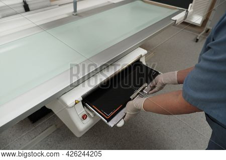 The Work Of A Radiologist In The X-ray Room For Diagnostics.