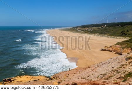 Beautiful empty beach near Sao Martinho do Porto, Portugal