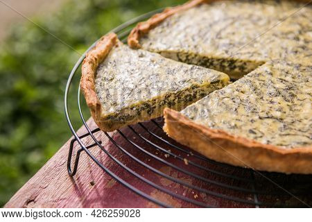Quiche With Spinach - Traditional Dish Of French Cuisine. Spinach  Tart