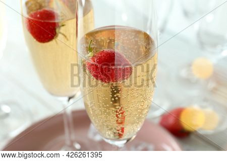 Concept Of Delicious Drink With Rossini Cocktail, Close Up