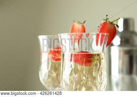 Concept Of Delicious Drink With Rossini Cocktail, Close Up