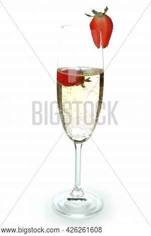 Glass With Rossini Cocktail Isolated On White Background
