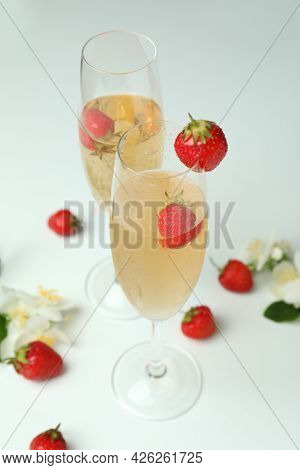 Concept Of Delicious Drink With Rossini Cocktail On White Table