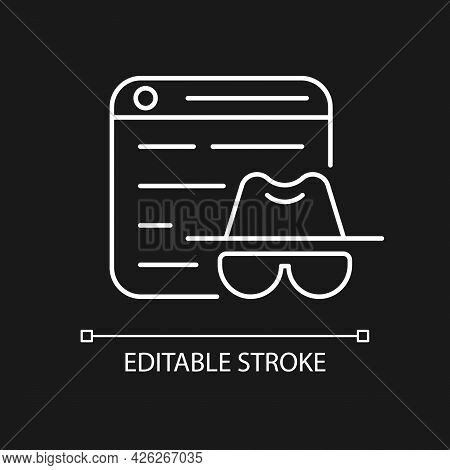 Private Browsing White Linear Icon For Dark Theme. Keeping Browsing Activity Secure. Thin Line Custo