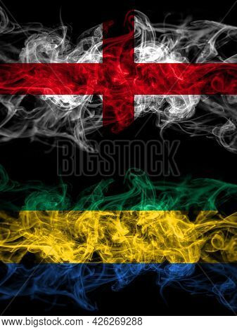 Flag Of England, English And Gabon, Gabonese, Gabonian Countries With Smoky Effect