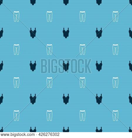 Set Swimsuit And Leggings On Seamless Pattern. Vector