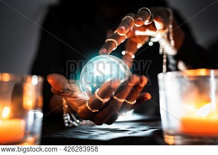 Fortune Teller Predicting Future Using Crystal Ball