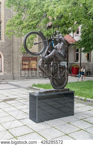 Zielona Gora, Poland - June 1, 2021: Monument To Andrzej Huszcza.