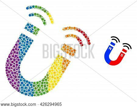 Magnet Field Mosaic Icon Of Spheric Dots In Different Sizes And Spectrum Color Tinges. A Dotted Lgbt