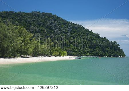 The Sandy Coast And Hills Within The Penang National Park On The Straits Of Malacca In Malaysia On A