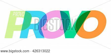Provo. The Name Of The City On A White Background. Vector Design Template For Poster, Postcard, Bann