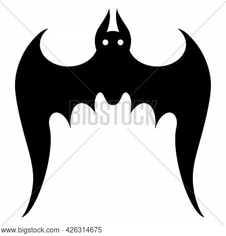 Bat Vector Icon. Isolated Illustration On A White Background. Black Silhouette Of A Nocturnal Predat