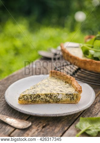 Quiche With Spinach - Traditional Dish Of French Cuisine. Spinach  Tart