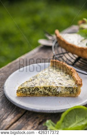 Quiche With Spinach - Traditional Dish Of French Cuisine. Spinach  Tart
