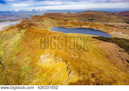 Aerial View Of Lough Na Lughraman Seen From Slieve Tooey In County Donegal - Ireland