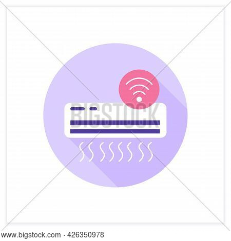 Smart Air Condition Flat Icon. Smart Home Climate Control. Intelligent Ventilation. Digital Smart Te